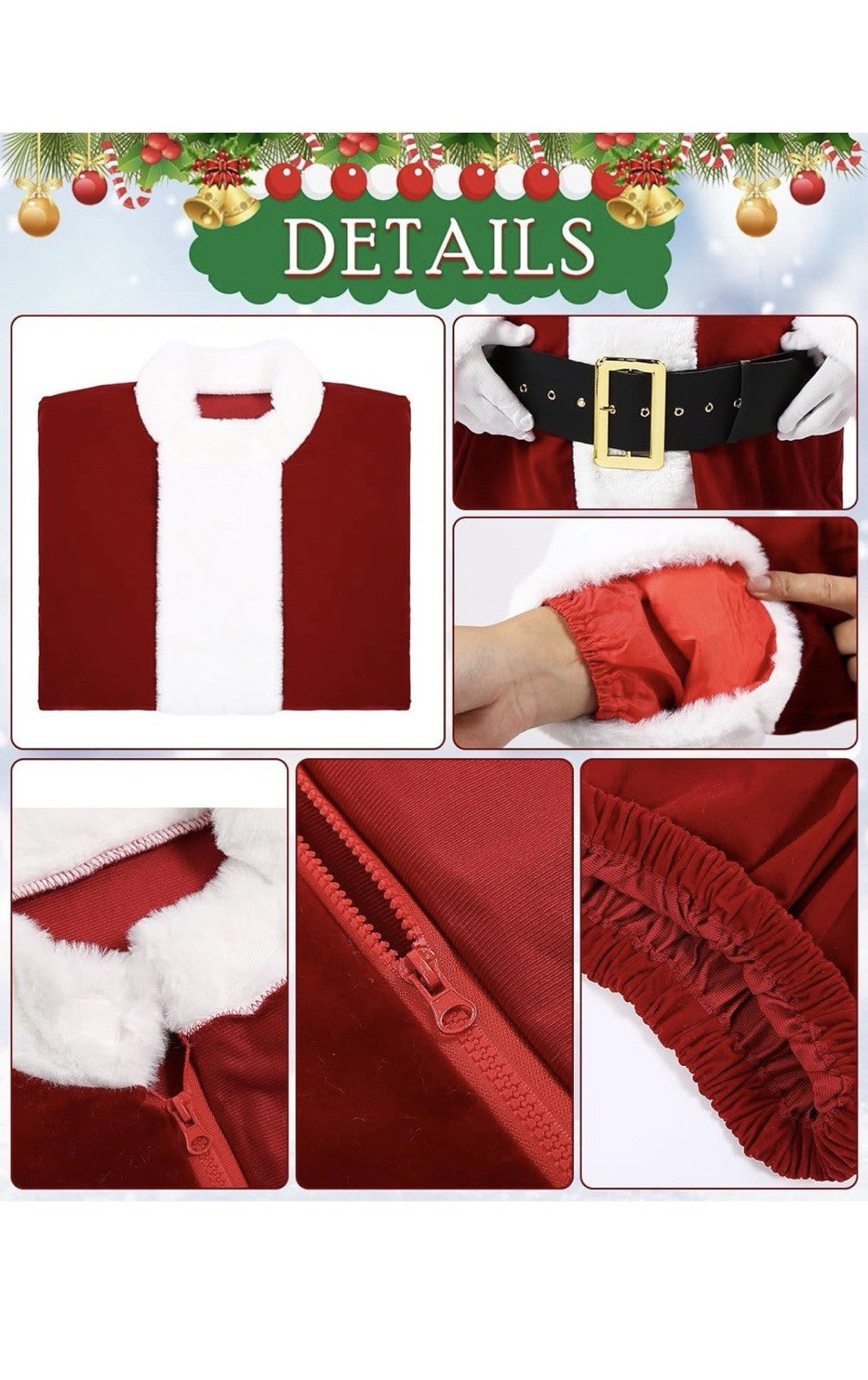 Traje de Santa Claus de lujo para hombres, disfraz de Papá Noel para adultos2