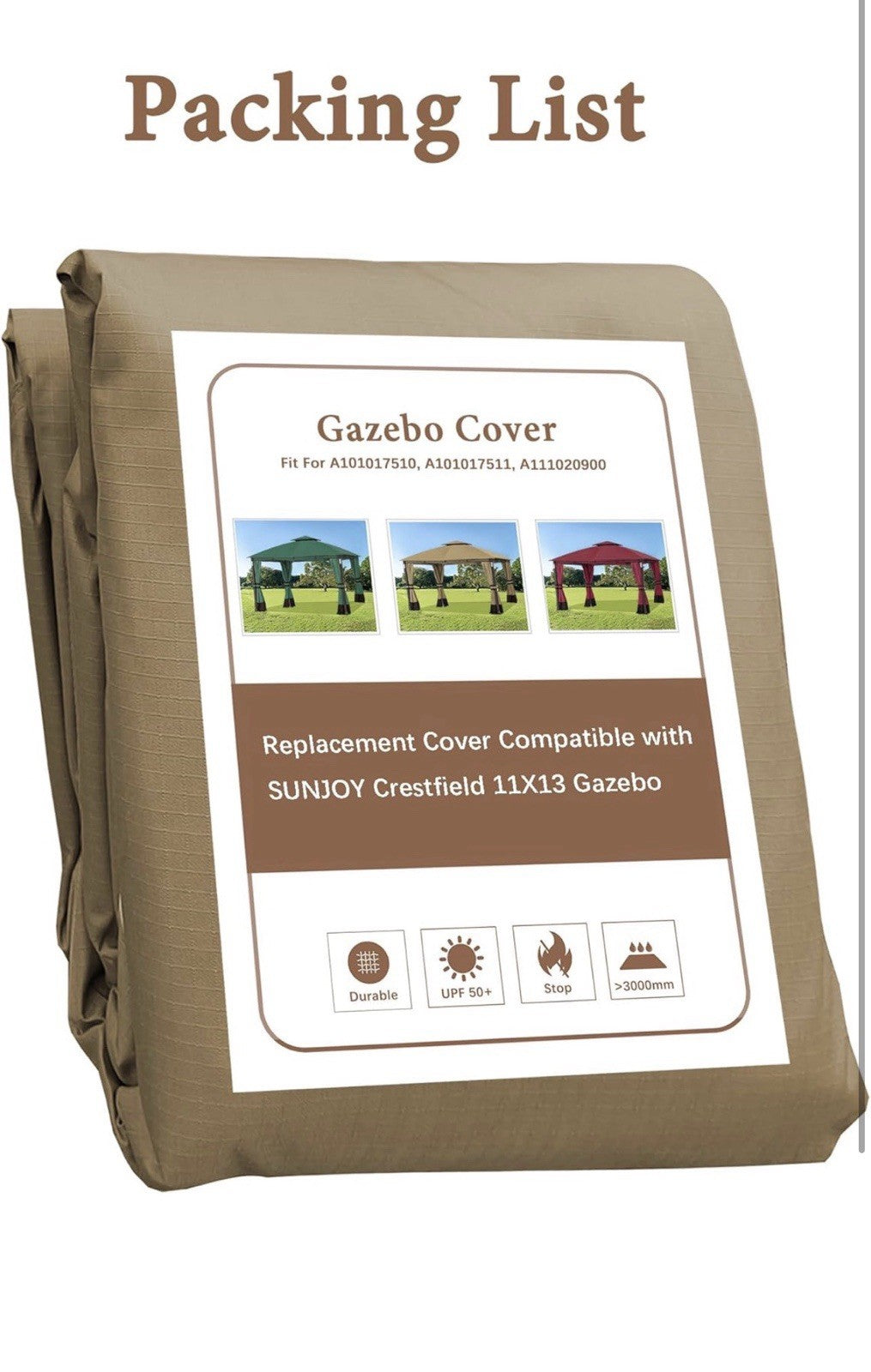 Apex Garden Replacement Canopy for Lowe's Allen Roth 10x12 Inch Gazebo - Beige4