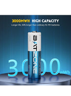 BATZONE Rechargeable aa Batteries Lithium 8 Pack with Fast Charger,1.5V 3000m...4