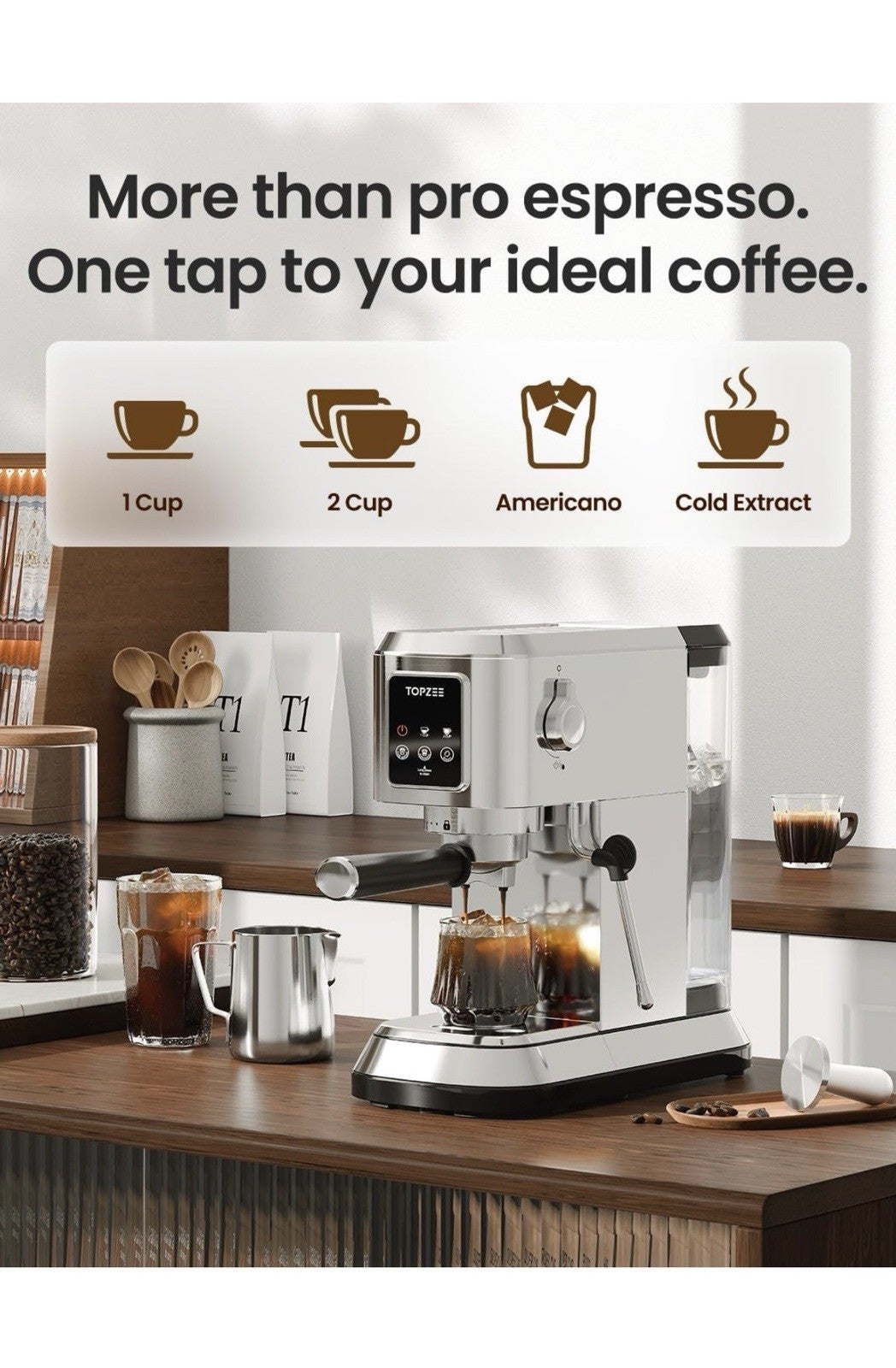 topzee Espresso Machine 20 Bar, Compact Coffee Maker with Milk Frother  Cold ...2