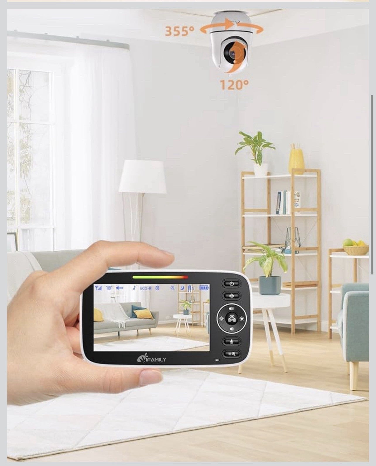 iFamily Split Screen Baby Monitor, Large Display Video Baby Monitor with 21