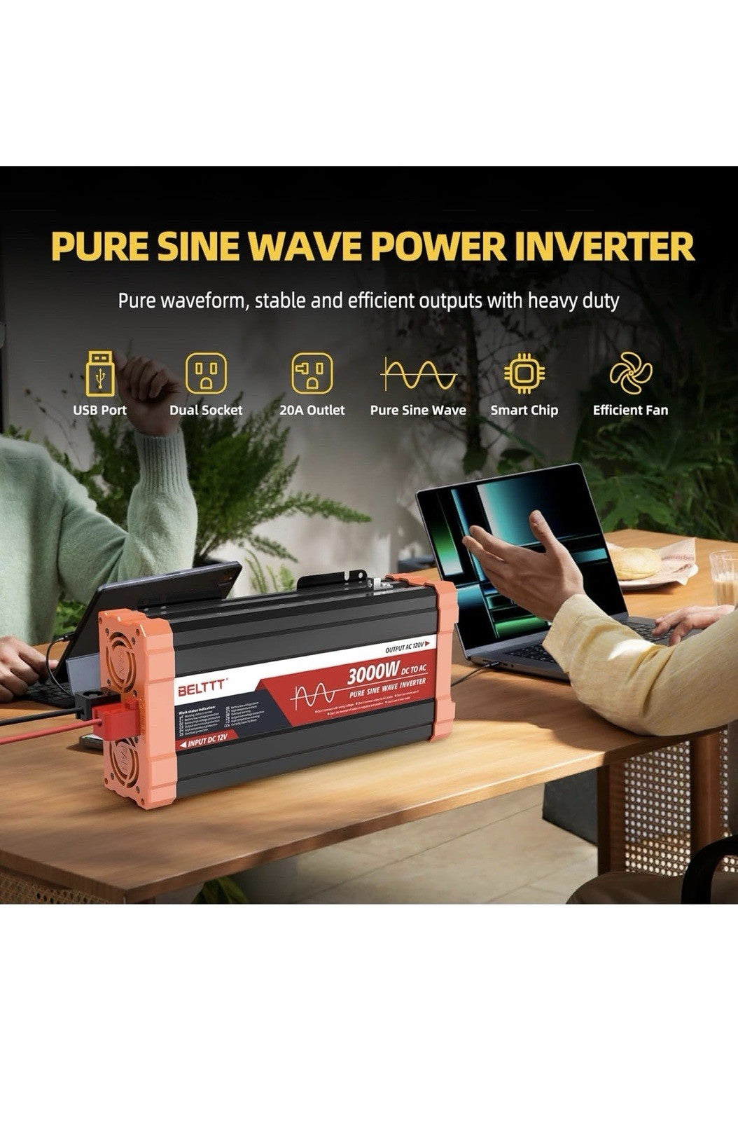 BELTTT 3000W Pure Sine Wave Inverter 12V DC to 120V AC for RV Truck *NEW*5