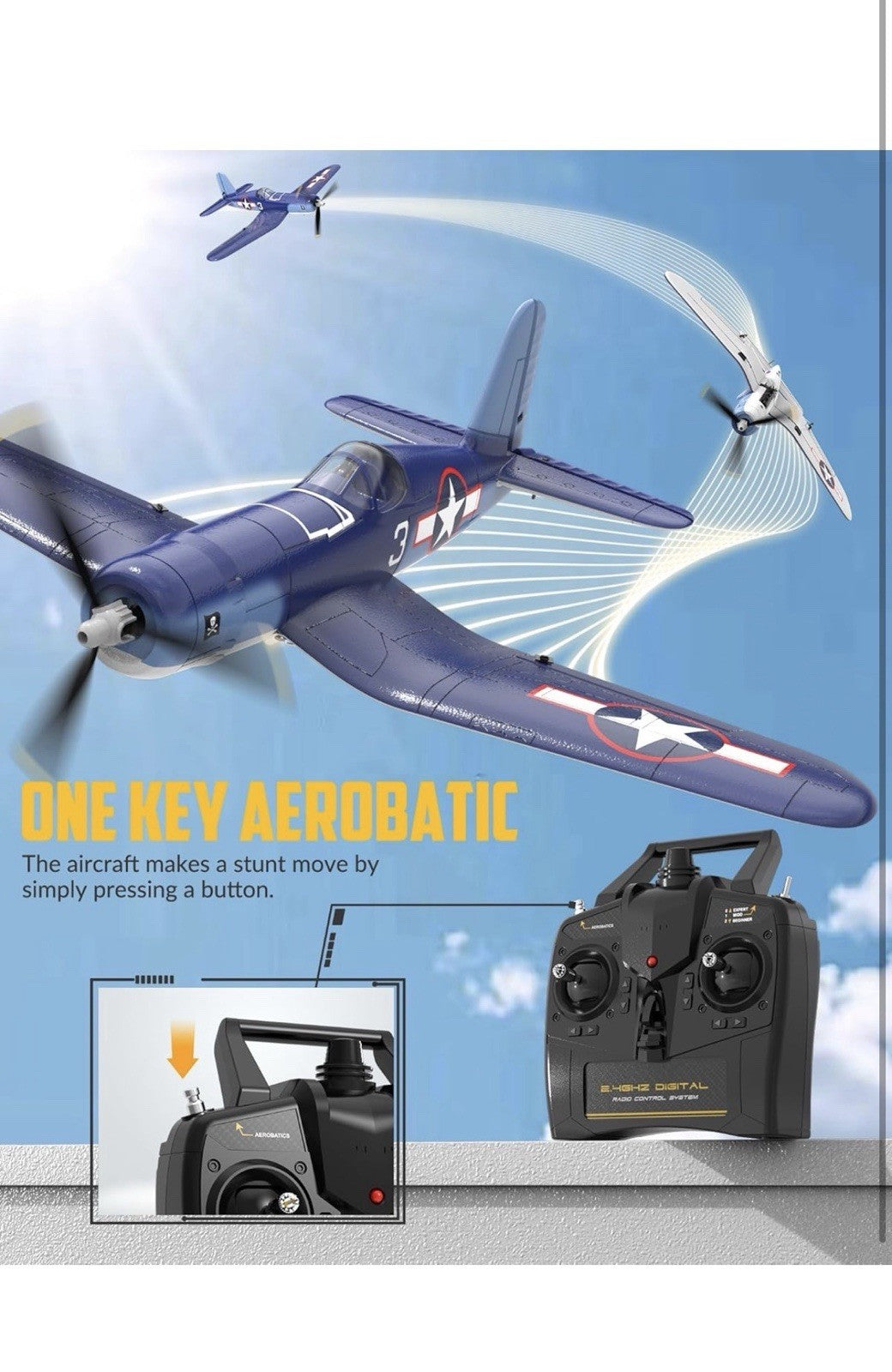 Volantex RC Corsair F4U Airplane Xpilot One Key Aerobatic RTF (761-8)2