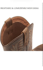 SUREWAY Botas vaqueras para hombre, botas occidentales de punta cuadrada para h5