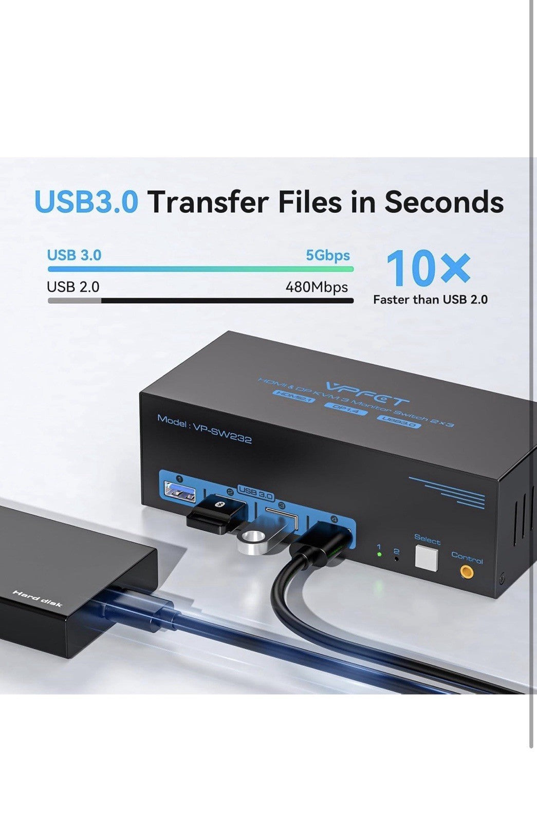8K@60Hz HDMI Displayport KVM Switch USB 3.0 2 Monitors 2 Computers 4K@120Hz3