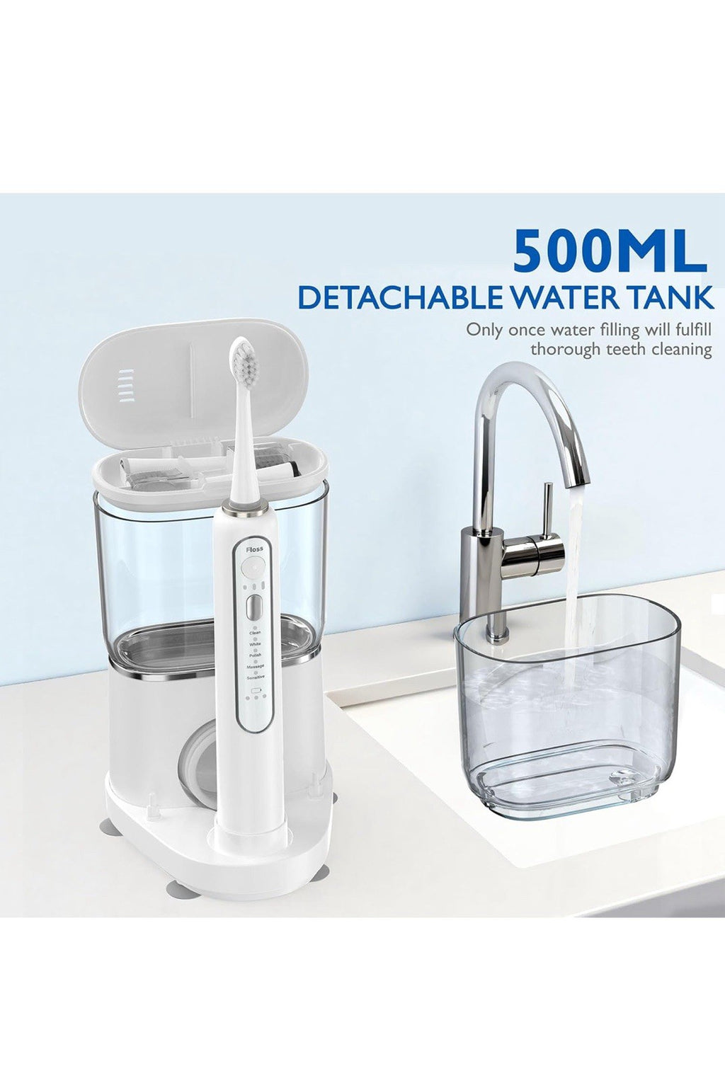 Electric Toothbrush with Water Flosser - Wireless Charging 3 in 1 Flossing Tooth