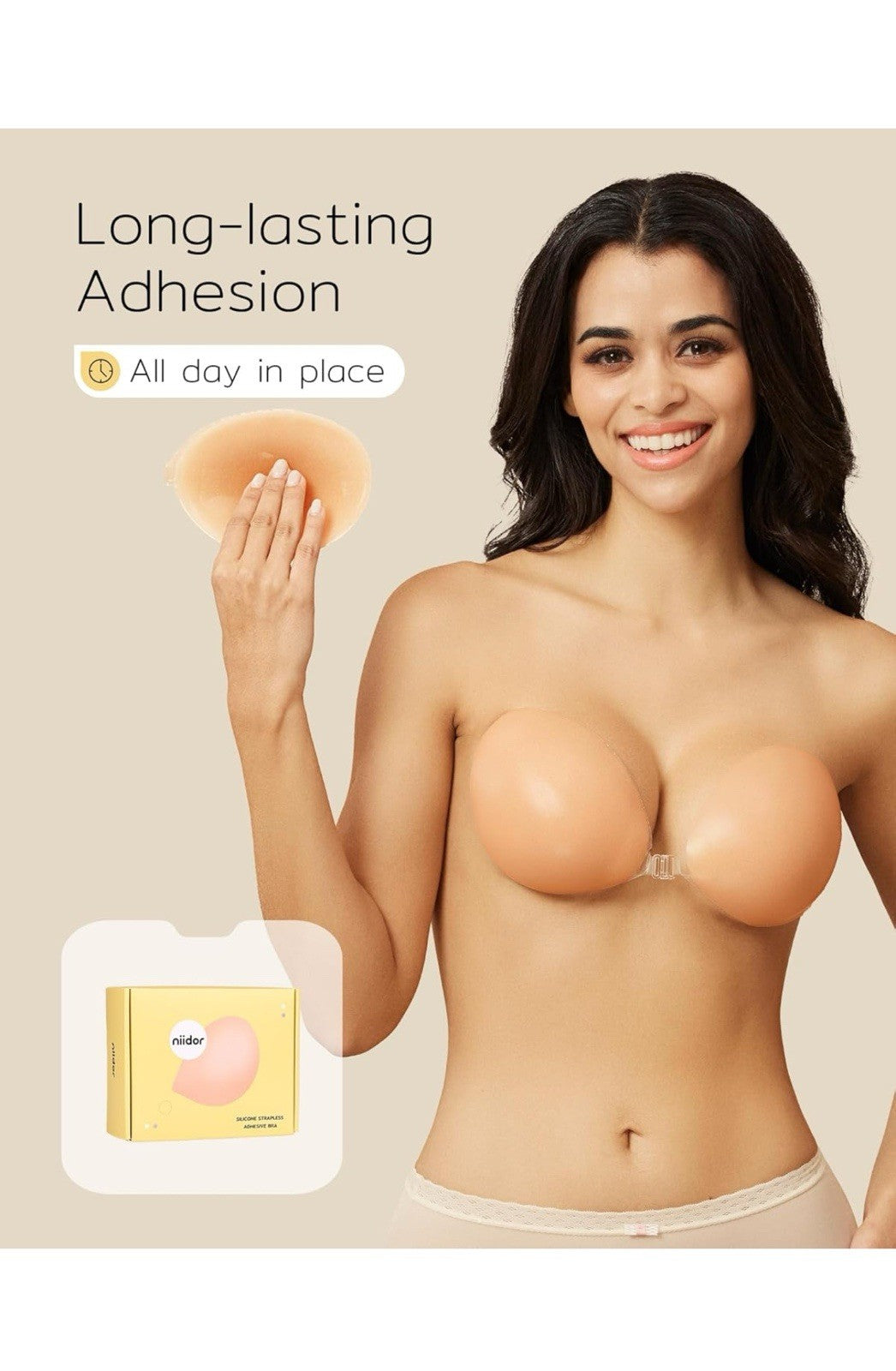 Niidor Adhesive Bra Strapless Sticky Invisible Push up Silicone Bra4