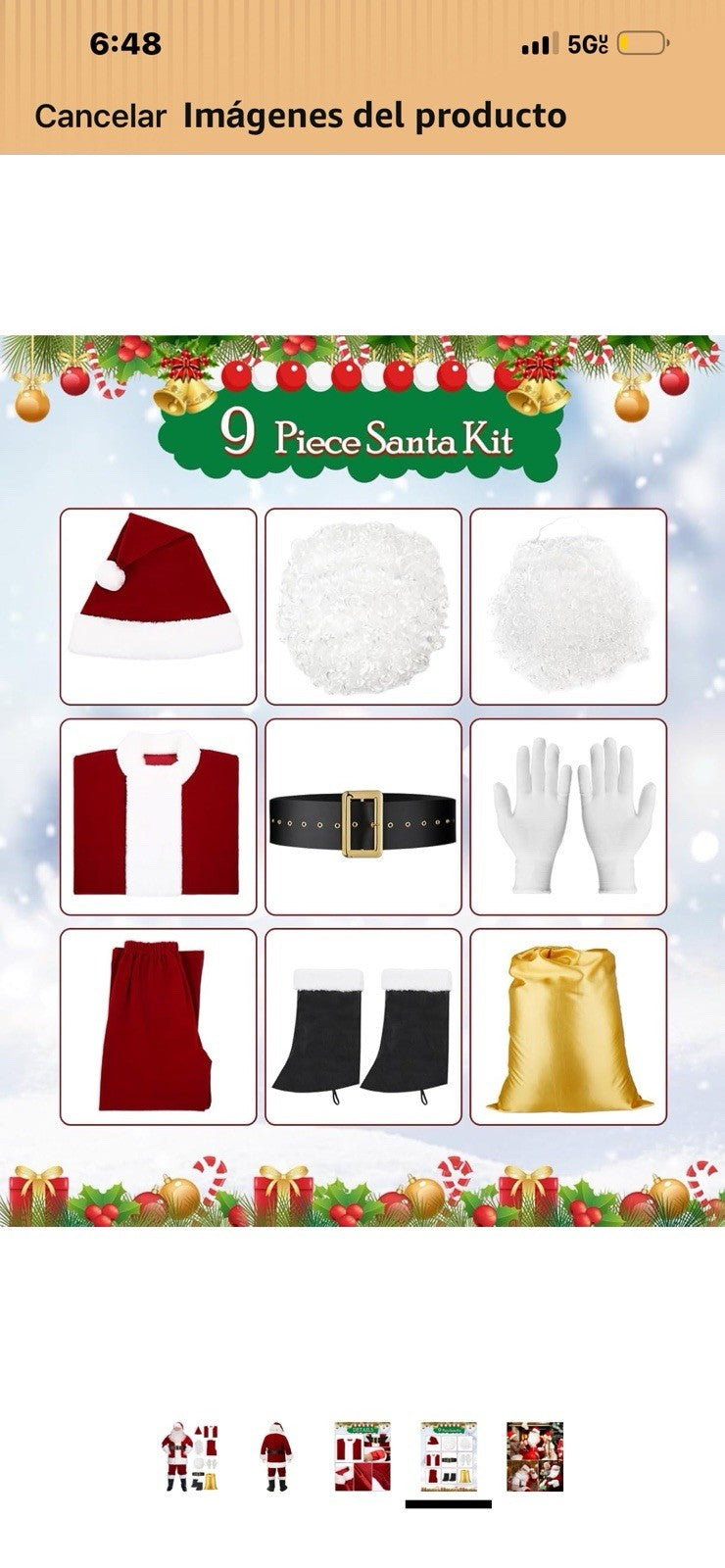 Traje de Santa Claus de lujo para hombres, disfraz de Papá Noel para adultos3