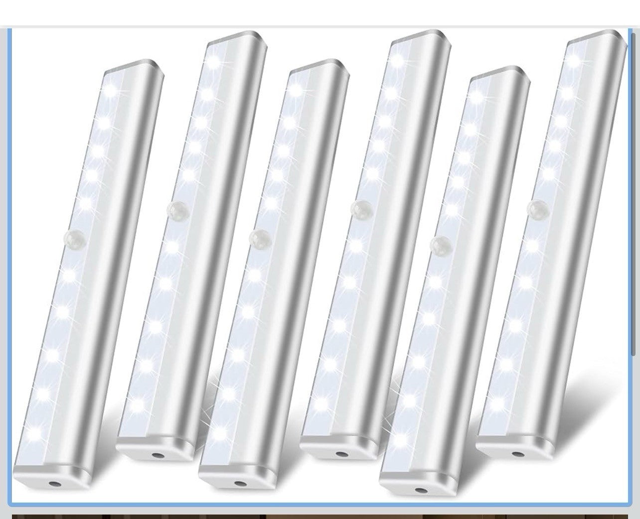 10 luces LED Batería para gabinete con sensor de movimiento (3 Pack)