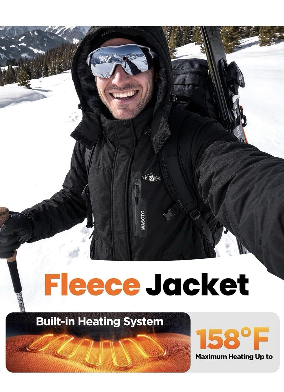 WASOTO Heated Jackets for Men with 18400mAh Black XL Windproof Waterproof2