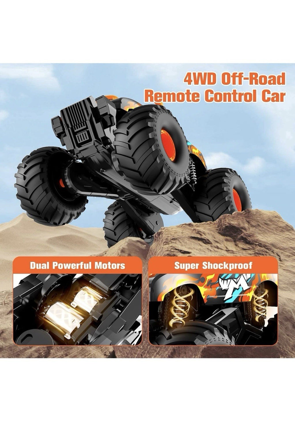 Remote Control Car Monster Truck Toys,4WD Waterproof Off-Road RC Cars for All...6