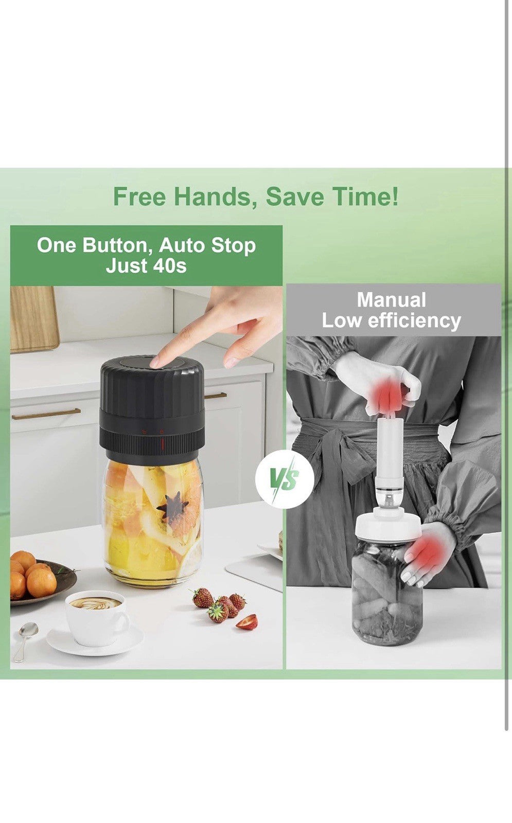 VP06+ Mason Jar Vacuum Sealer, Electric Vacuum Sealer for Jars with Wide 2
