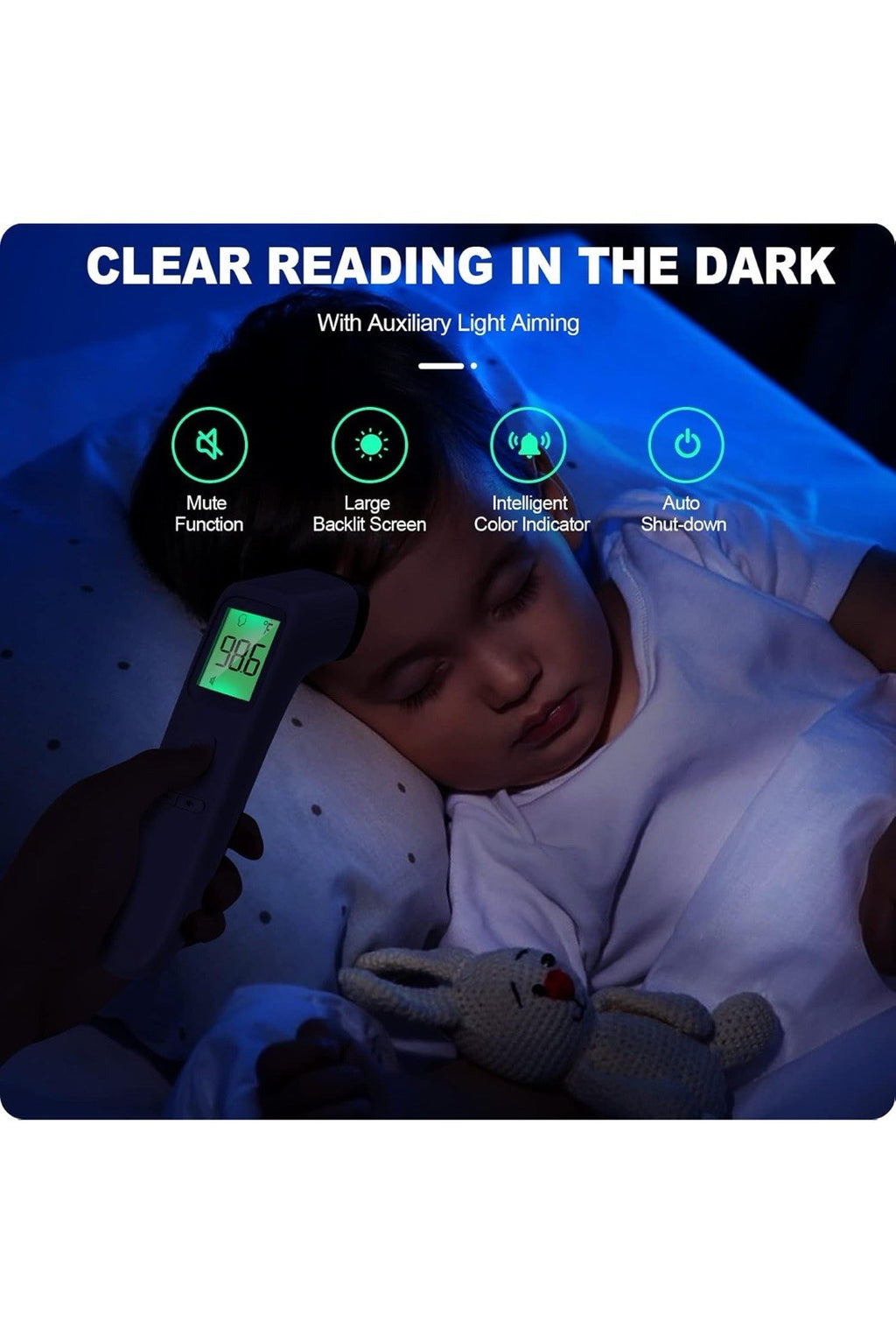 Termómetro sin contacto para adultos y niños, termómetro digital preciso para be4