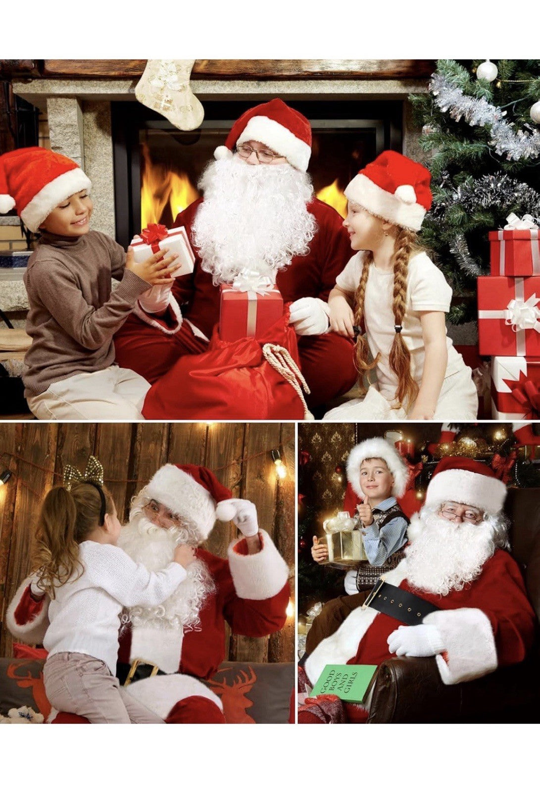 Traje de Santa Claus de lujo para hombres, disfraz de Papá Noel para adultos4