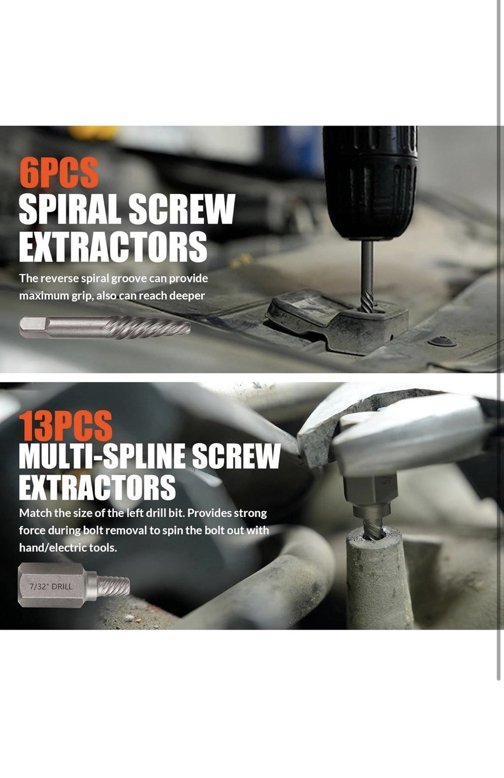 62Pcs Screw Extractor Set with Left Hand Drill Bit, Bolt Extractor Kit Heavy D4