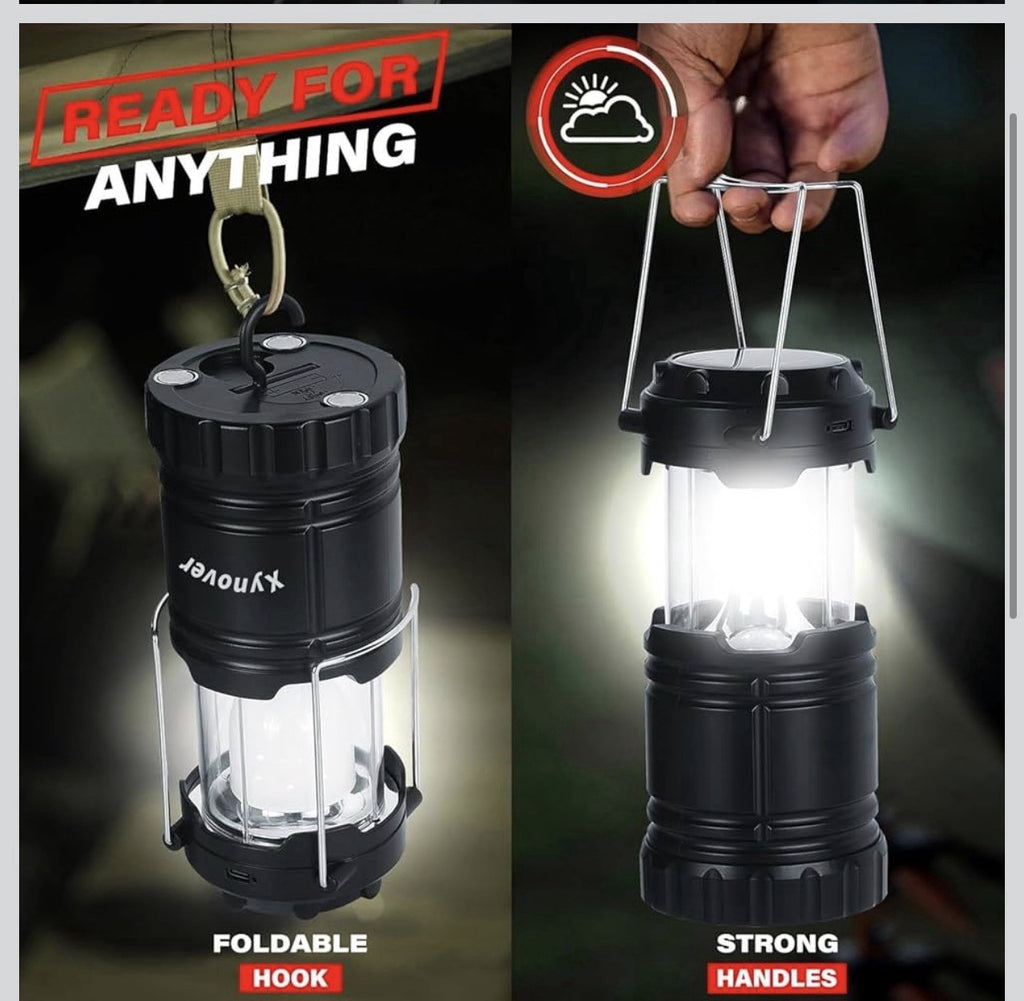 Paquete de 4 faroles solares para campamento, luces LED recargables7