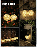 Solar Lights Outdoor Waterproof 12-Pack, Solar Powered Hanging Lantern Cracked G5