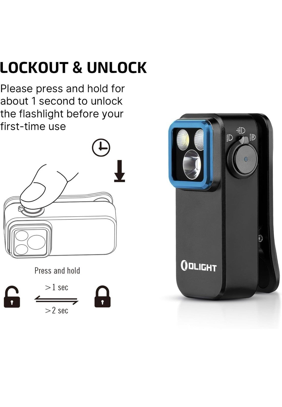 OLIGHT Oclip Pro EDC Flashlight Clip-On Light, Rechargeable 500 Lumens with Thre7