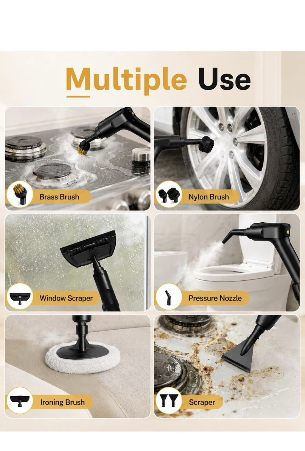 Steam Cleaner for Home，9-IN-1 Handheld Steam Cleaner with 3 Steam6