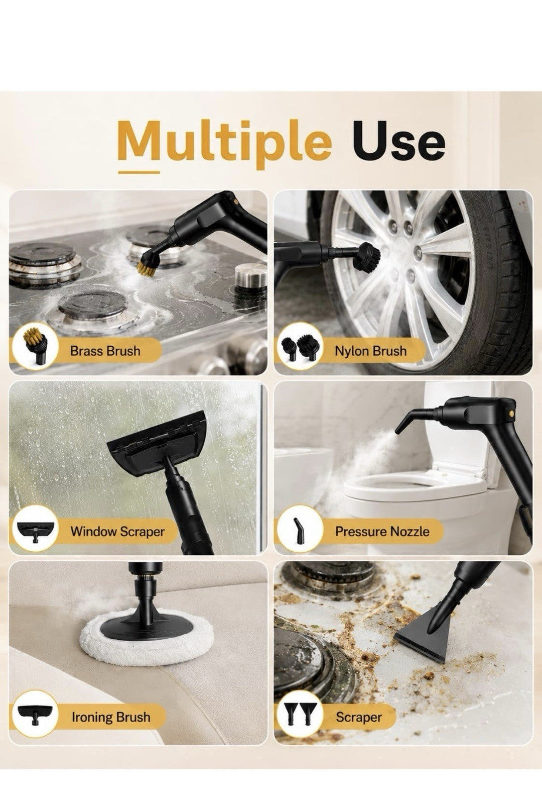 Steam Cleaner for Home，9-IN-1 Handheld Steam Cleaner with 3 Steam6