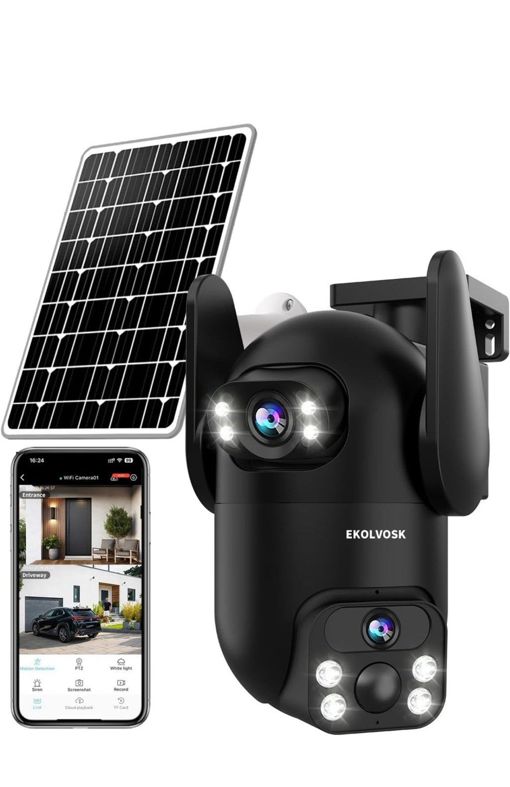 Solar Security Cameras Wireless Outdoor, Dual Lens 2K 360° View Cameras for Home0