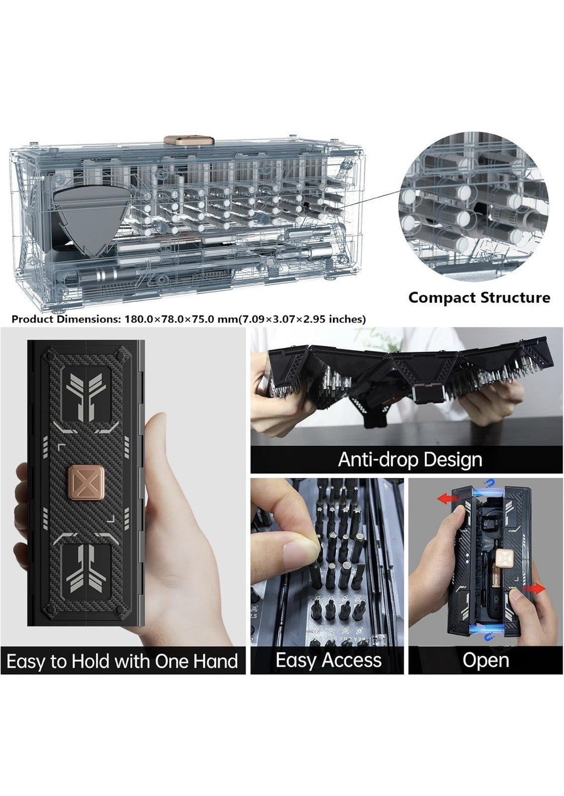 EZARC Electric Screwdriver Set, 181 in 1 Cordless Screwdriver, 3 Torque Black 2