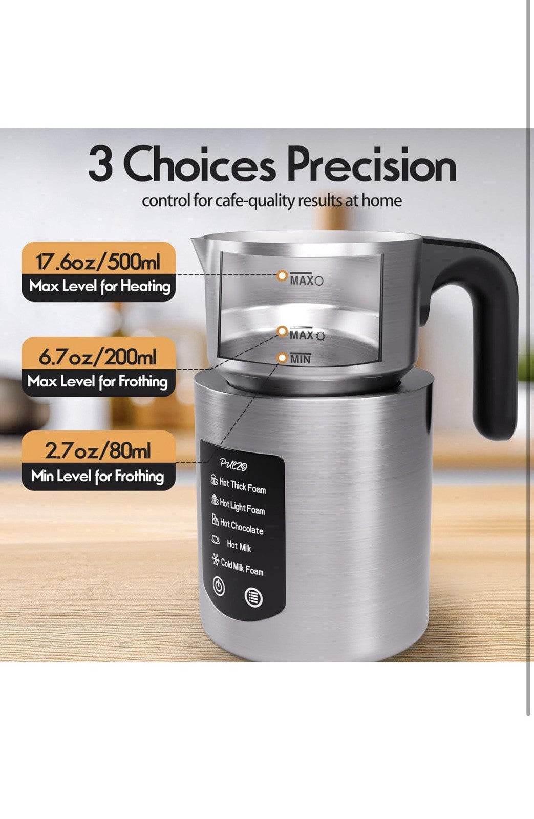 Electric Milk Frother and Steamer, 5 in 1 Automatic Hot Cold Foam Maker, 17 OZ4