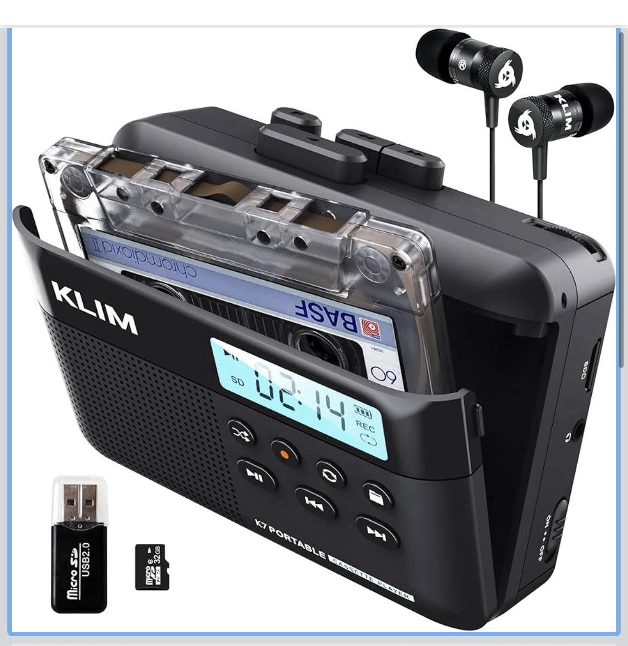 KLIM K7 Cassette Tape Player + Cassette to MP3 Converter + Portable Cassette 0