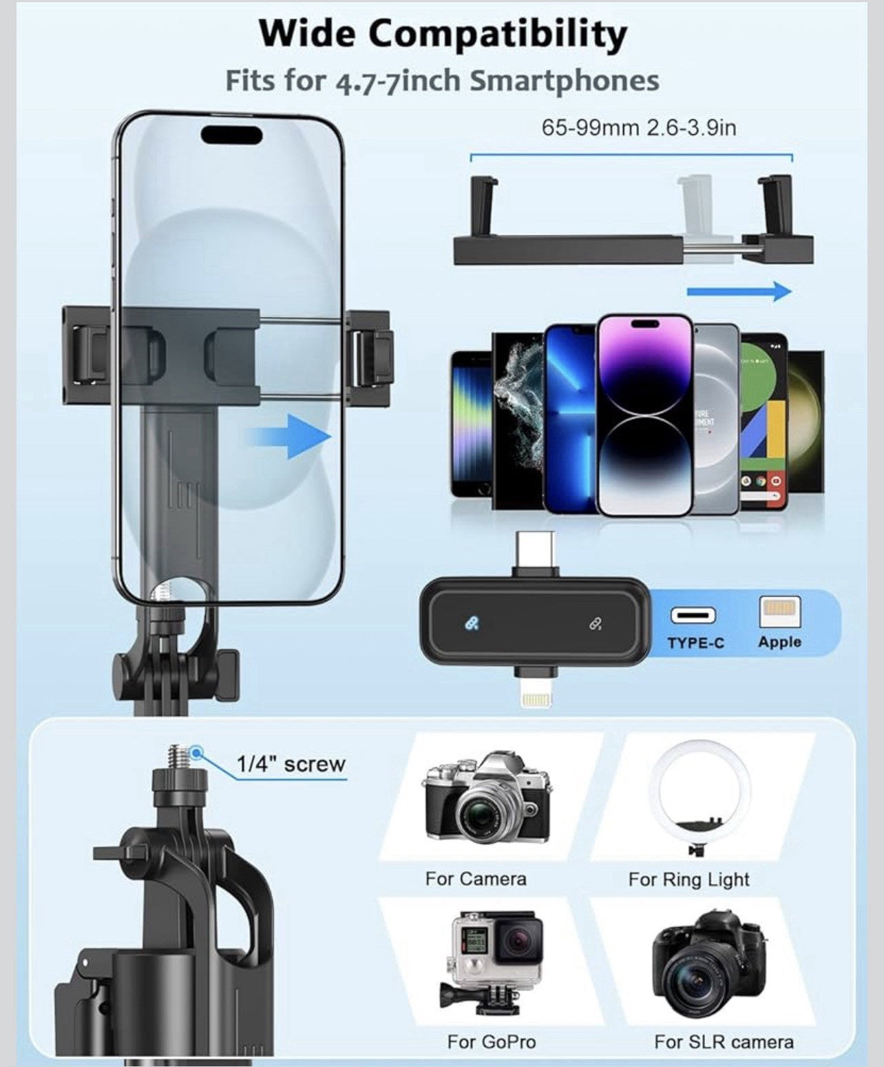 Vlogging Kit for iPhone/Android, 63”Auto Face Tracking Tripod for iPhone with...5