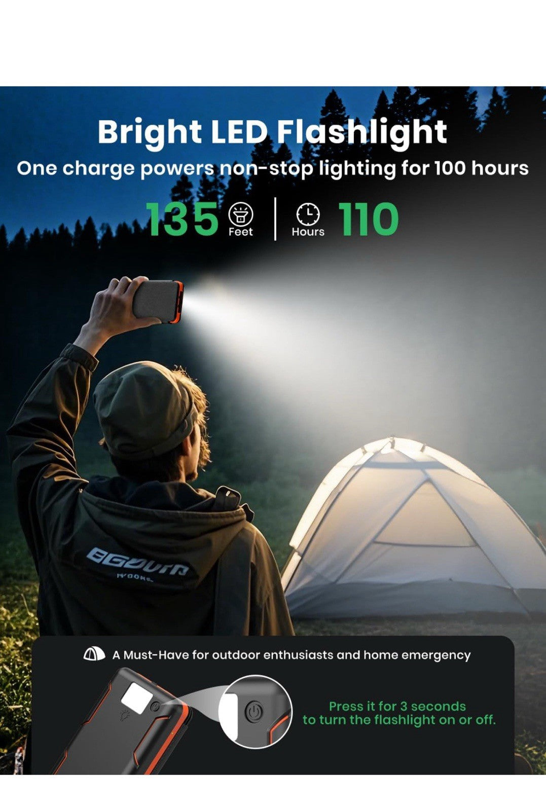 Cargador solar de 25000 mAh, banco de energía portátil para exteriores Hiluckey6