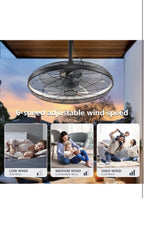 Outdoor Ceiling Fans with LED Lights & Remote Control, 20'' Gazebo Fan3