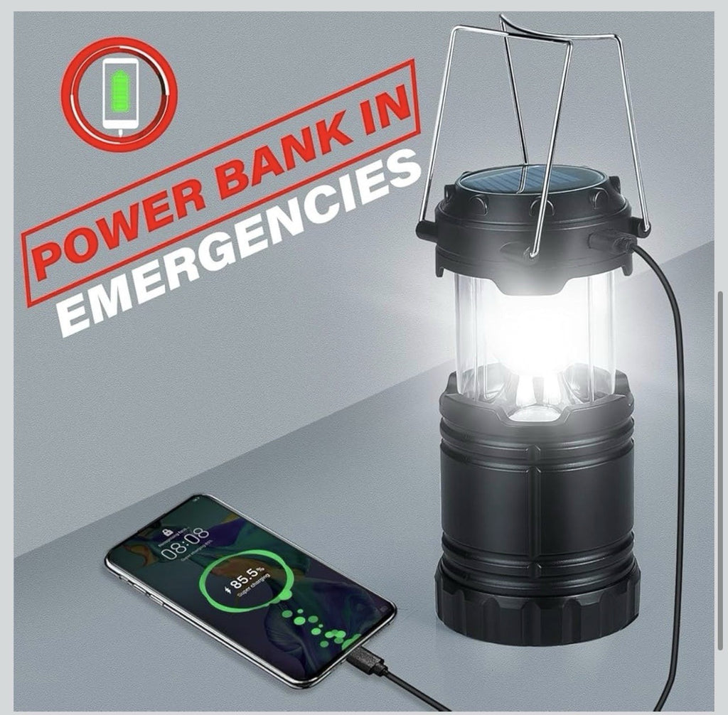 Paquete de 4 faroles solares para campamento, luces LED recargables8