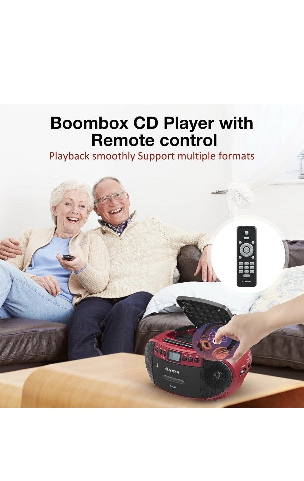 G Keni Portable CD and Cassette Player Boombox Combo, Casette Tape Red&Black 2