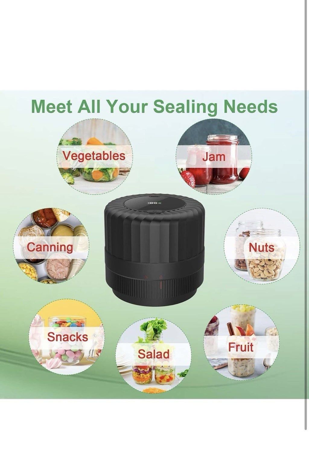 VP06+ Mason Jar Vacuum Sealer, Electric Vacuum Sealer for Jars with Wide 5