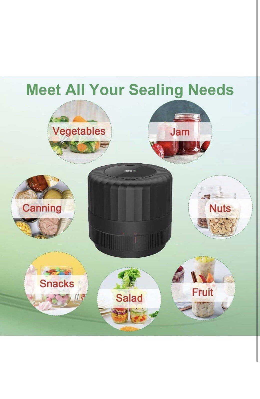 VP06+ Mason Jar Vacuum Sealer, Electric Vacuum Sealer for Jars with Wide 5