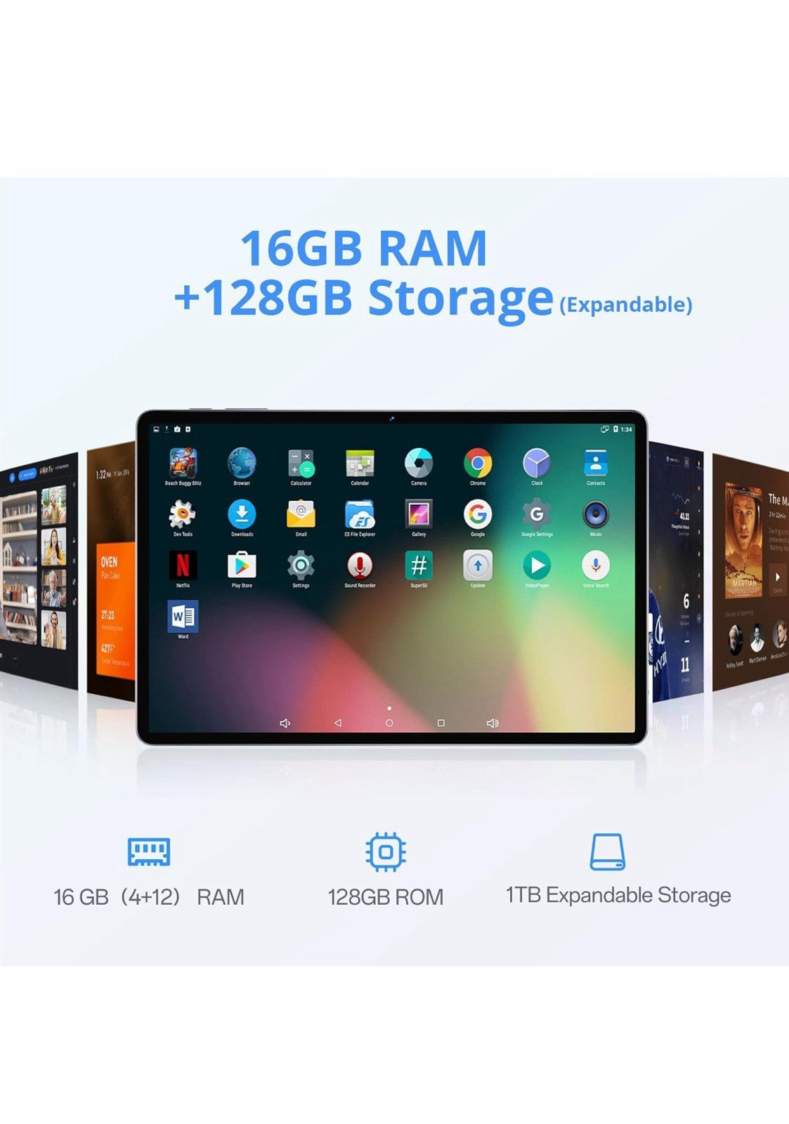 EDUAITAB Android 15 Tablet,11 Inch Tablet 1280X800 FHD Display,Octa-Core,16GB RA3