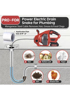 POPULO 20V Cordless Electric Drain Auger-Efficient 25Ft Auto-Feed Drain Snake wi7