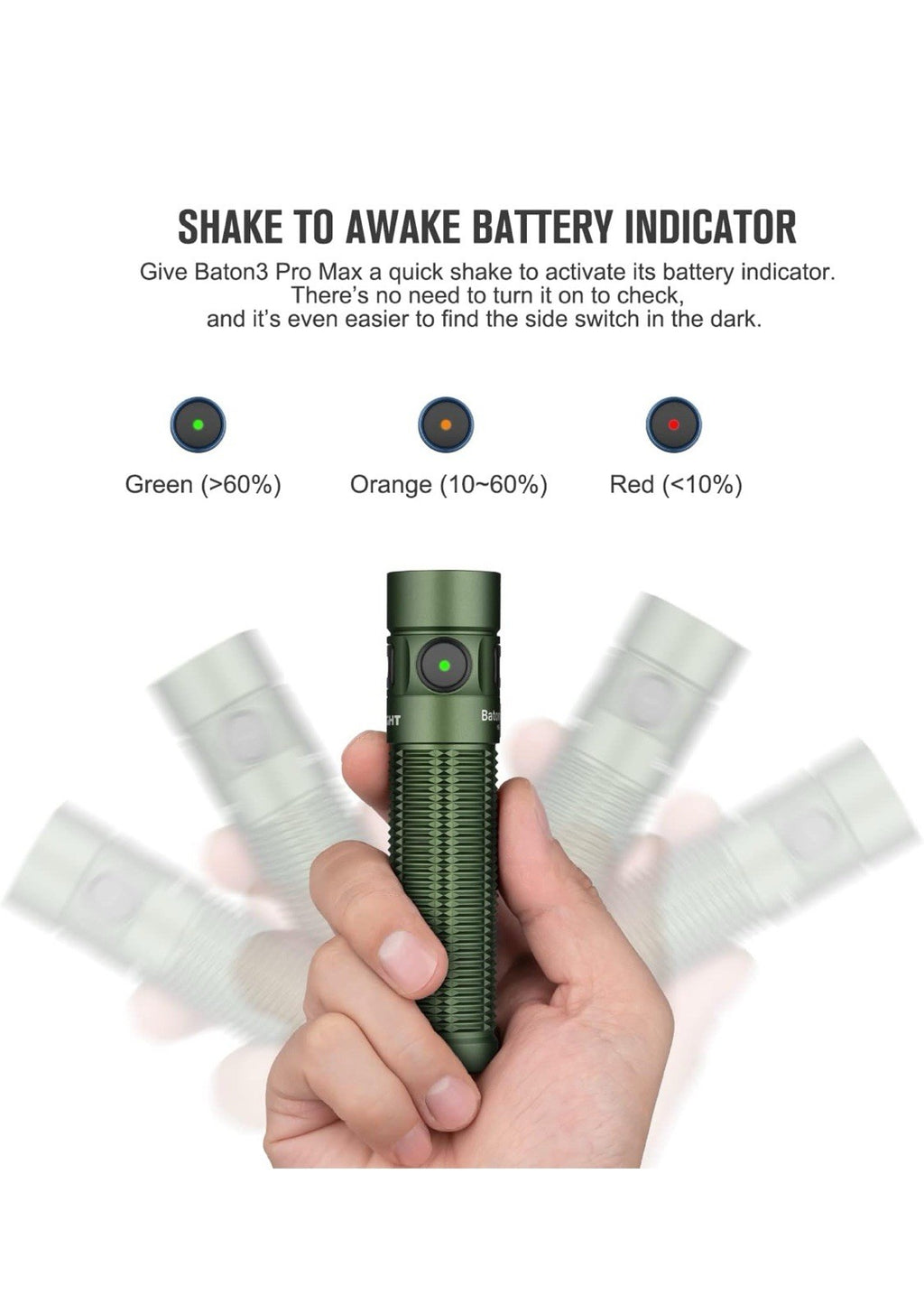 Baton3 Pro Max 2500 Lumens Rechargeable Compact EDC Flashlights with Safety Prox3