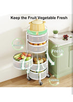 SAYZH Fruit Vegetable Basket for Kitchen, Rotating Storage Rack, 5 Tier Rolling 2