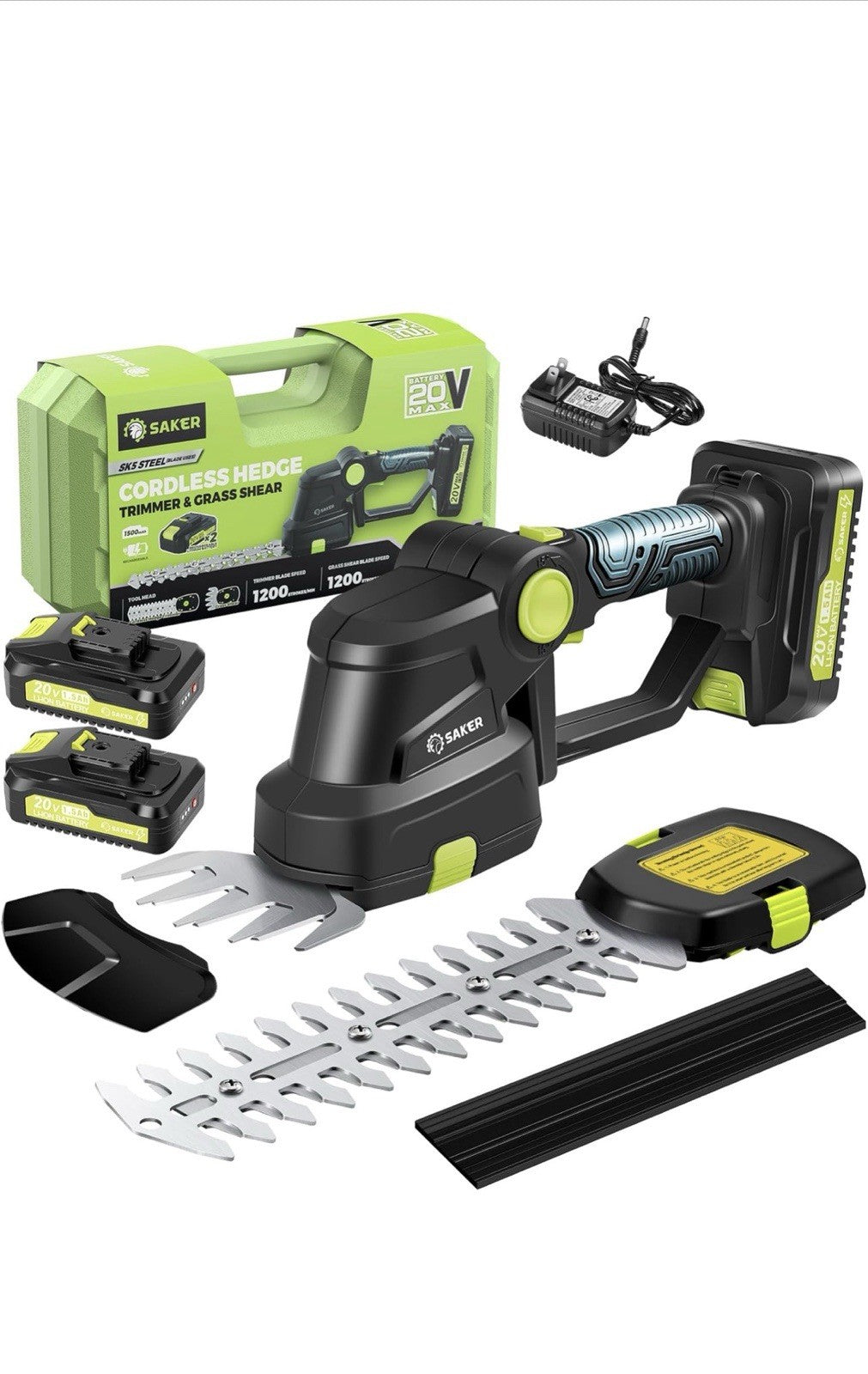 Compact Portable 2-in-1 Cordless Hedge Trimmer - Batteries and Charger Included0
