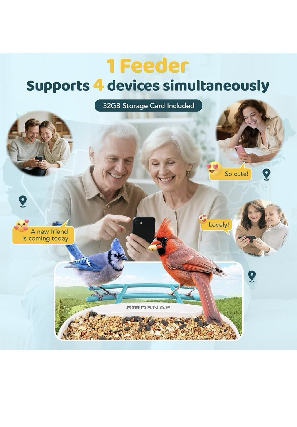 TUC Comedero Inteligente para Pájaros con Cámara+Panel Solar Tarjeta SD 64g.20244