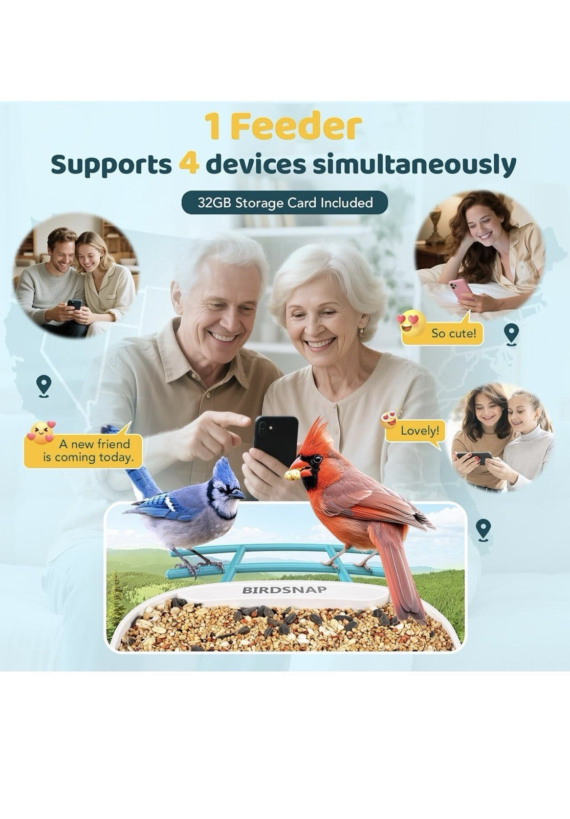 TUC Comedero Inteligente para Pájaros con Cámara+Panel Solar Tarjeta SD 64g.20244