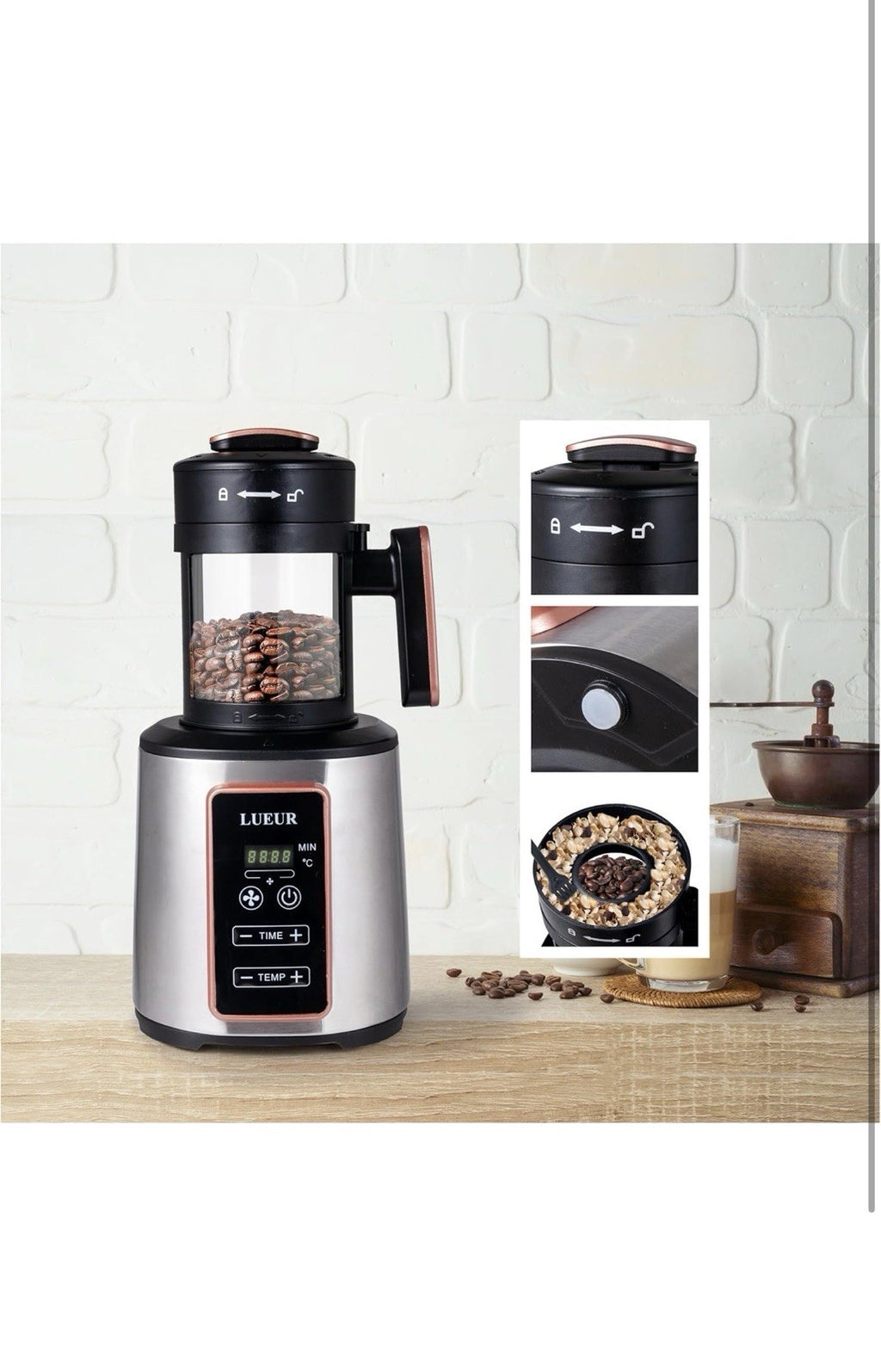 LUEUR Electric Coffee Bean Roaster Machine for Home Use, 1500W Hot Air Coffee3