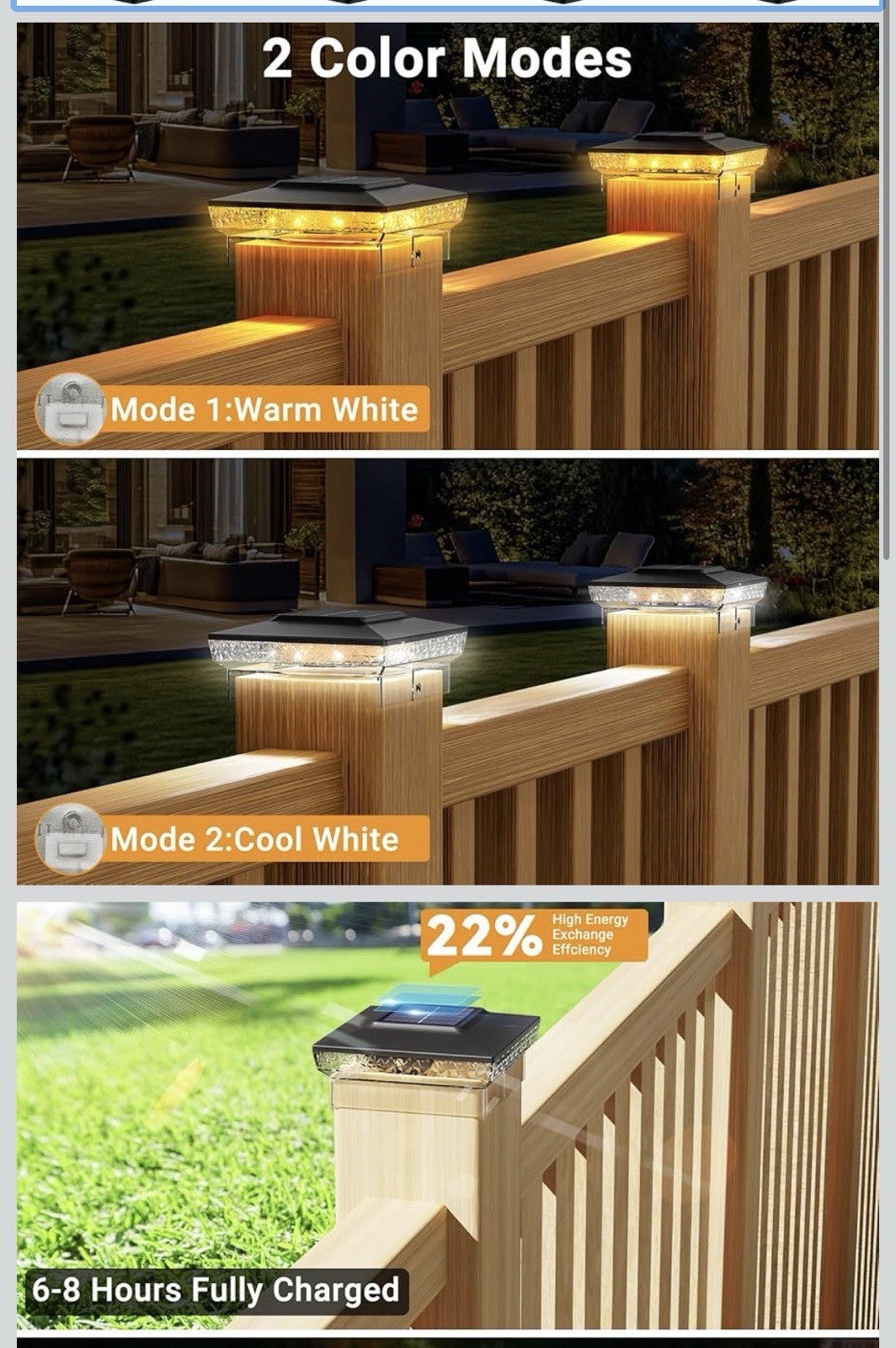 btfarm Luces solares para postes de 4 x 4 para exteriores, paquete de 16 luces1
