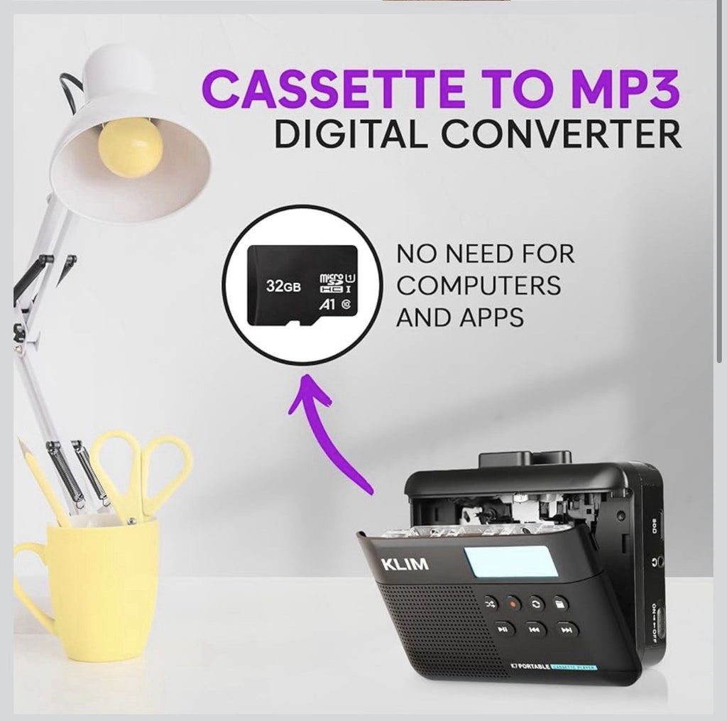 KLIM K7 Cassette Tape Player + Cassette to MP3 Converter + Portable Cassette 2