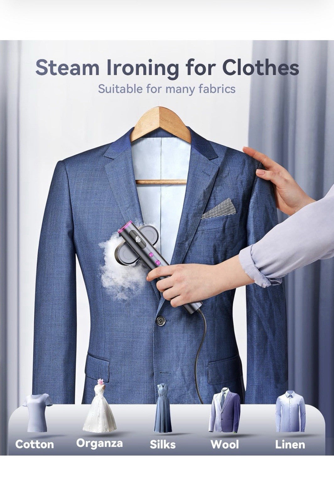 Jack ＆ Rose Travel Steamer for Clothes,100-220V Portable Iron,15S Heat Up Steame4
