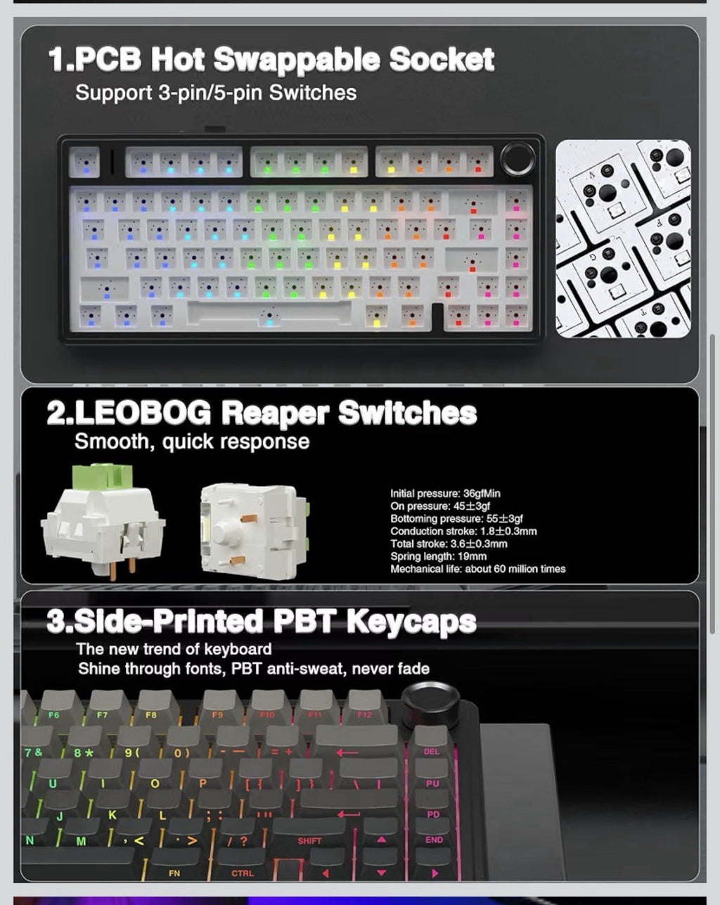 AULA F75 Pro Wireless Mechanical Keyboard,75% Hot Swappable Custom Keyboard with4
