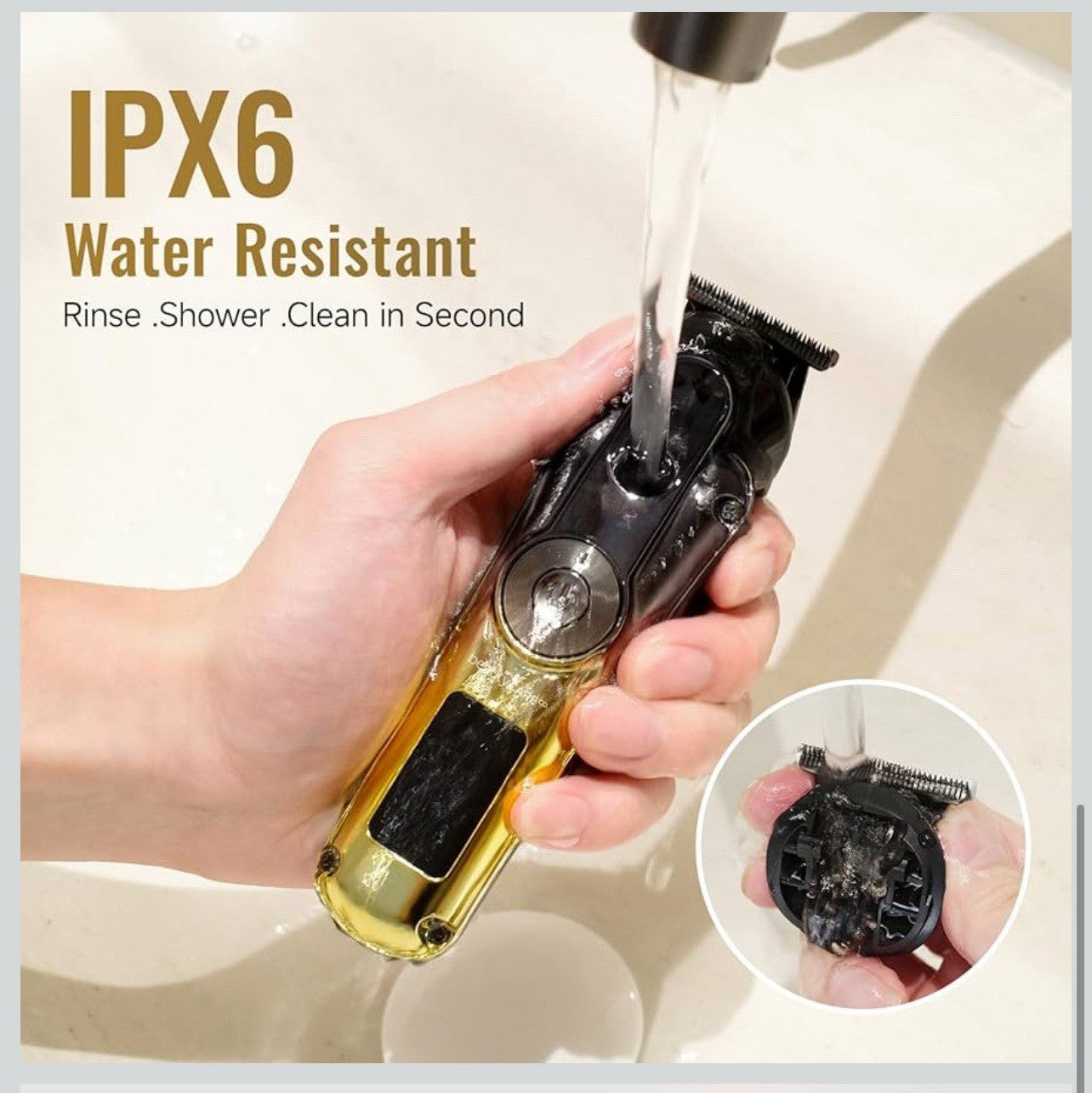 Kit profesional de aseo todo en uno para hombres, recortadora de barba ajustable4