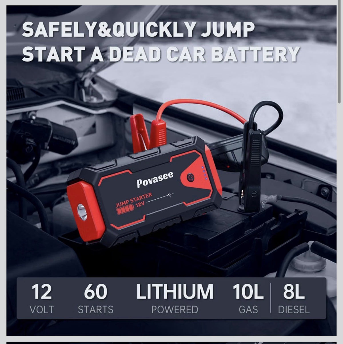 Povasee Jump Starter 5000A Car Jumper Starter, Model A30 12V Jump Box for Car1