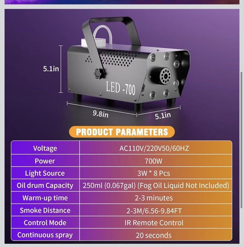700W Fog Machine,14 Color Smoke Machine with 8 RGB LED Lights for Halloween Mini1